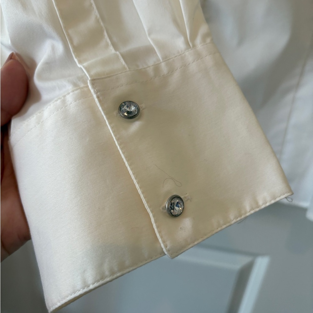 Soft Surroundings Classic Cottagecore White Long Sleeve Wire Collar Top 1X - Picture 4 of 9